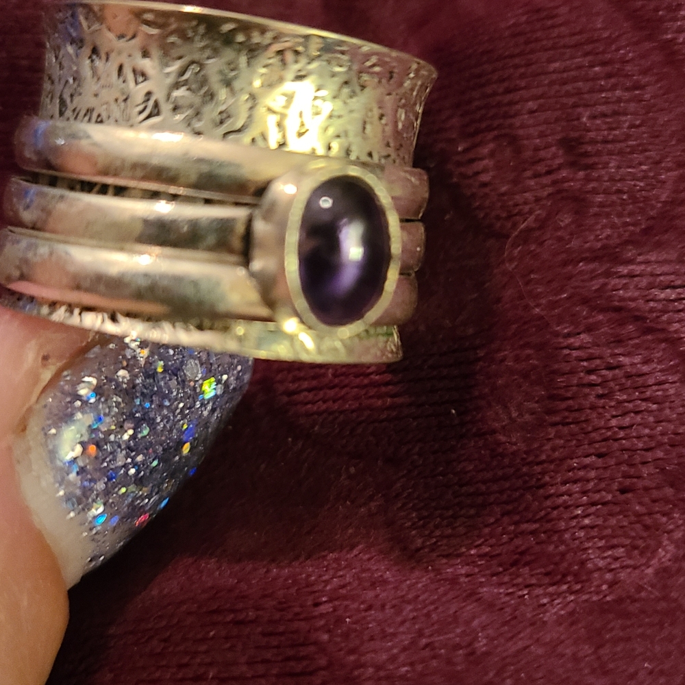 Silver + Purple Spinner Ring 7.5 - Picture 2 of 3
